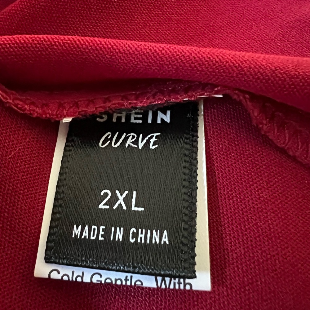 Shein Curve Red A-Line Flutter Sleeve V-Neck Dress 2XL - Picture 3 of 8